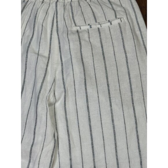 Old Navy Size M Woman Extra High-Rise Taylor Wide-Leg Striped White Linen-Blend - Picture 11 of 13